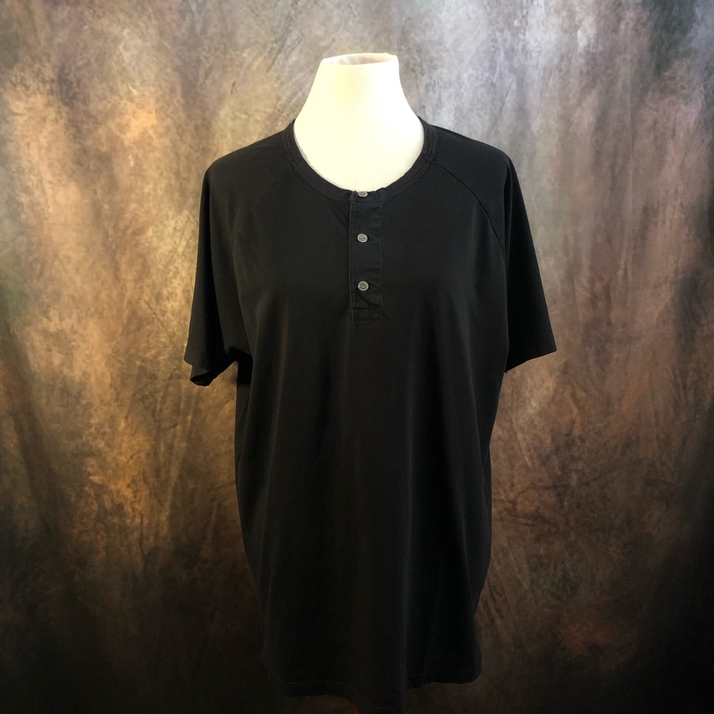 Ag Adriano Goldschmied Men's Bryce Black Short-Sleeve Henley